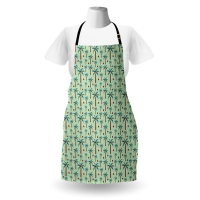 Corrigan Studio® Island Apron Unisex Modern Coconut Palm Trees Adult Size Mint Green and Burgundy