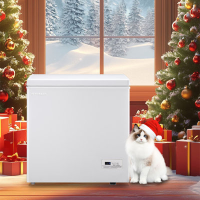 5.0 Cu.ft Chest Freezer with Intelligent Temperature Control(-15°F to 41°F), Top Open Door Deep Freezer with TWO Hanging Baskets and Side Defrost Water Drain