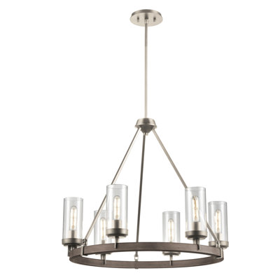 Apalachin 6 - Light Dimmable Wagon Wheel Chandelier