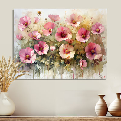 Reproduction d'art rose sur fond rose bouton d'or II - Buttercups