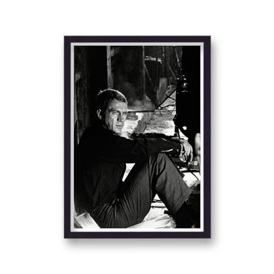 Steve Mcqueen a Thoughtful Moment on Set 1 Piece Single Picture Frame Wall Art