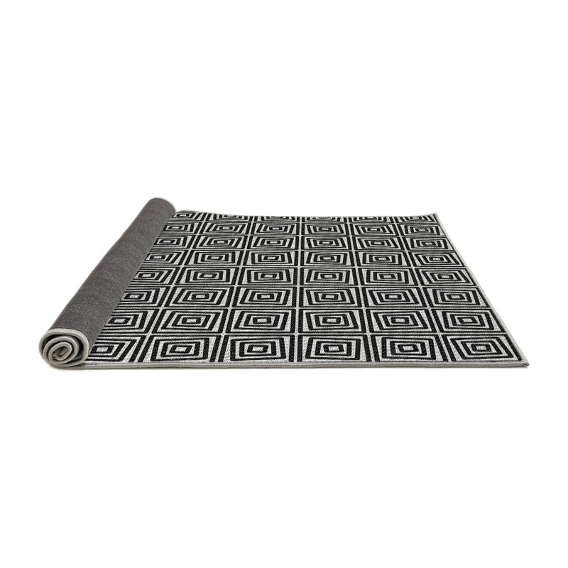 Tapis noir/blanc à motifs, Rond 5 pi