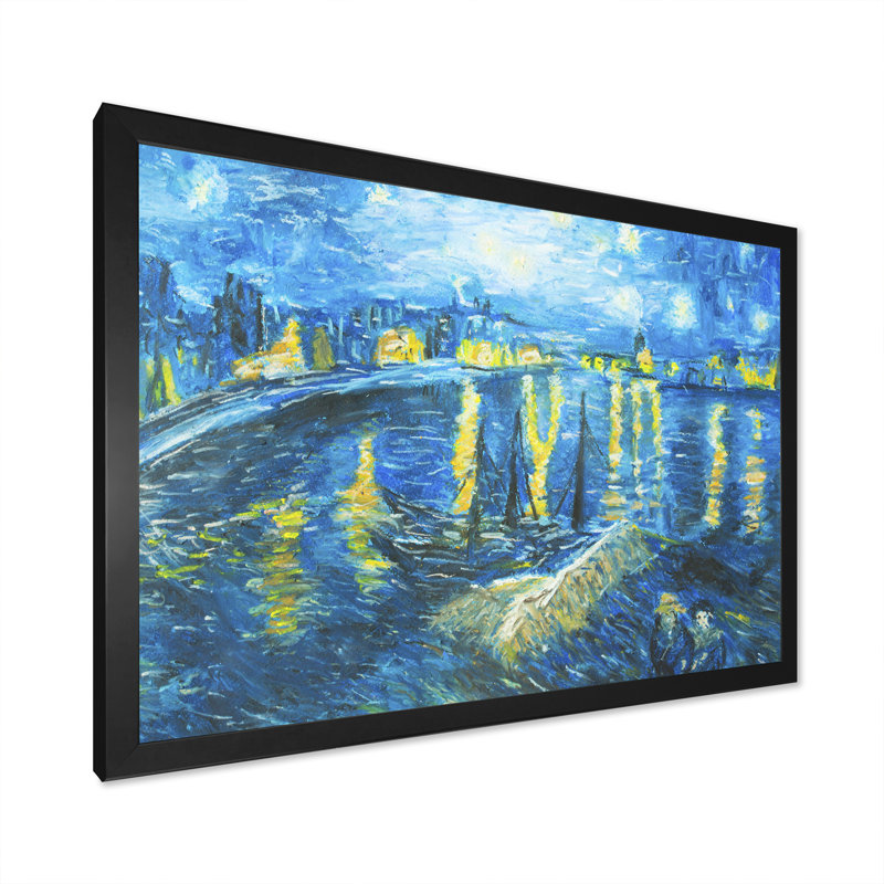 Van Gogh Style - peinture sur toile, H 8 po x l 12 po x P 1 po, Cadre d'angle fermé noir