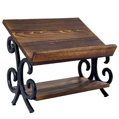 2-Tier Solid Wood Countertop Literature Rack