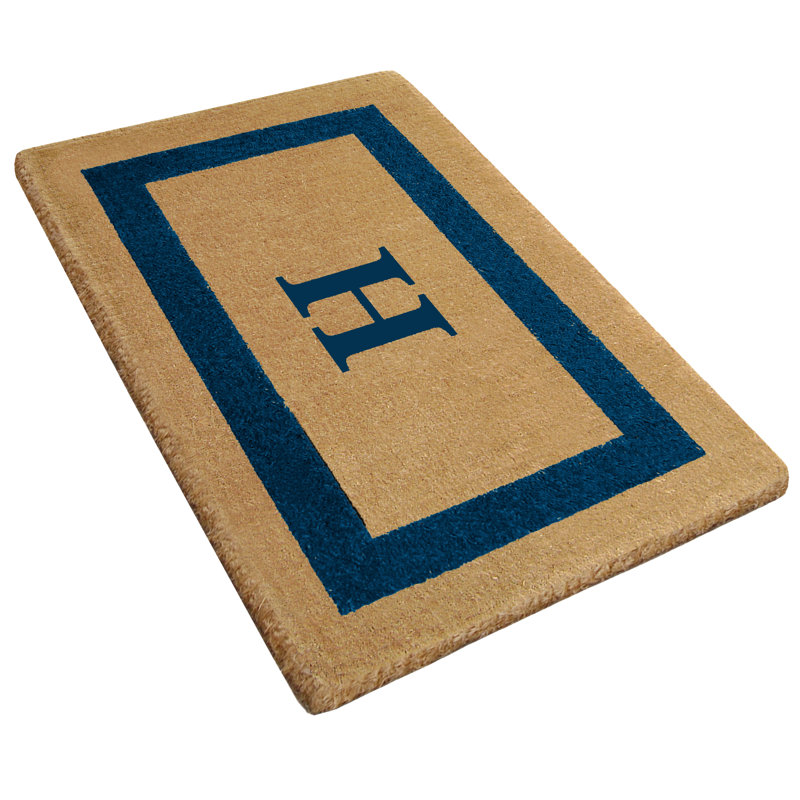 Robuste 36 po x 22 po tapis de porte extérieur antidérapant, H, Bleu