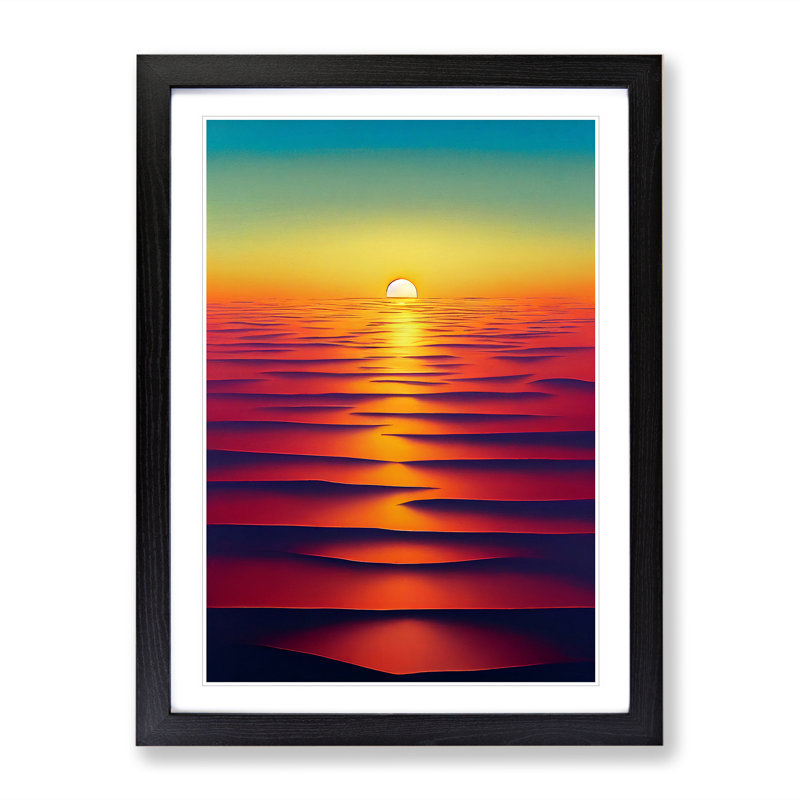 Special Ocean Sunset - Single Picture Frame Painting, Black, 64cm H x 46cm W x 2cm D