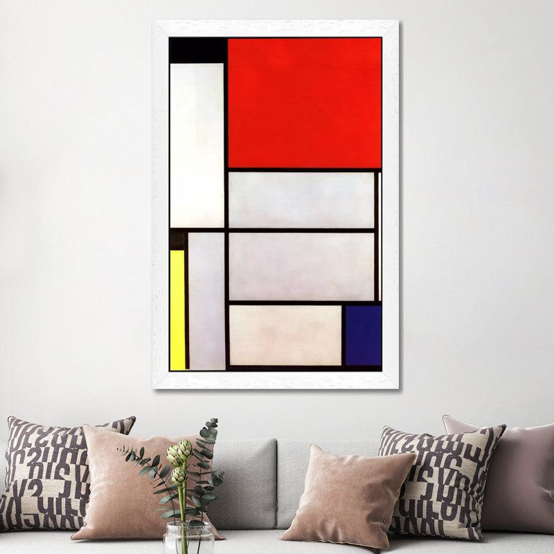 Tableau L, 1921 by Piet Mondrian - Print on Canvas, 66.04 cm H x 45.72 cm W, White Framed