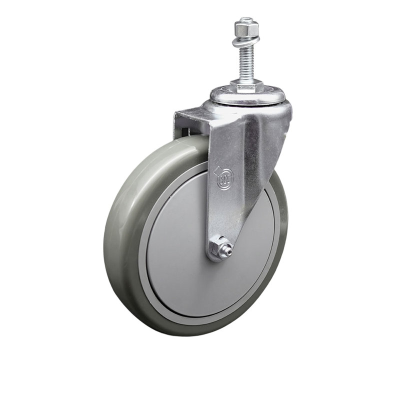 Poly Wheel Swivel 5/8 Inch Threaded Stem Caster Set Service Caster