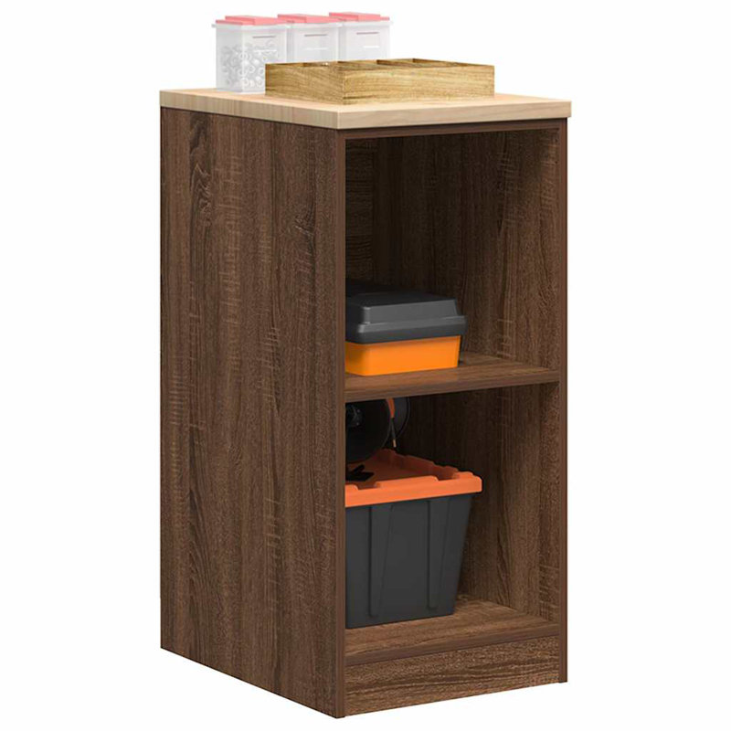 Solid Wood Single Storage Cabinet ( 85cm H x 40cm W x 51cm D), 40 x 51 x 85 cm, 2 Shelves, Black