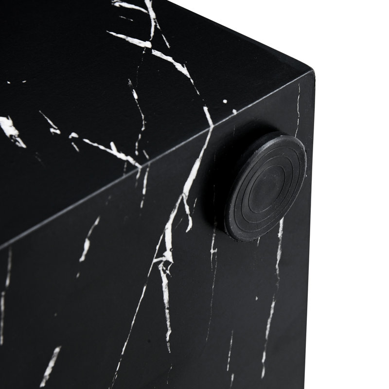 Table basse 15,7 * 15,7 * 15,7 pouces en marbre noir - rehausse le style de votre espace de vie, Noir, Marbre