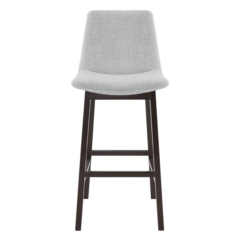 Tabouret de bar rembourré avec pieds en bois massif, Tabouret de bar (siège d'une hauteur de 29,9 po), Gris