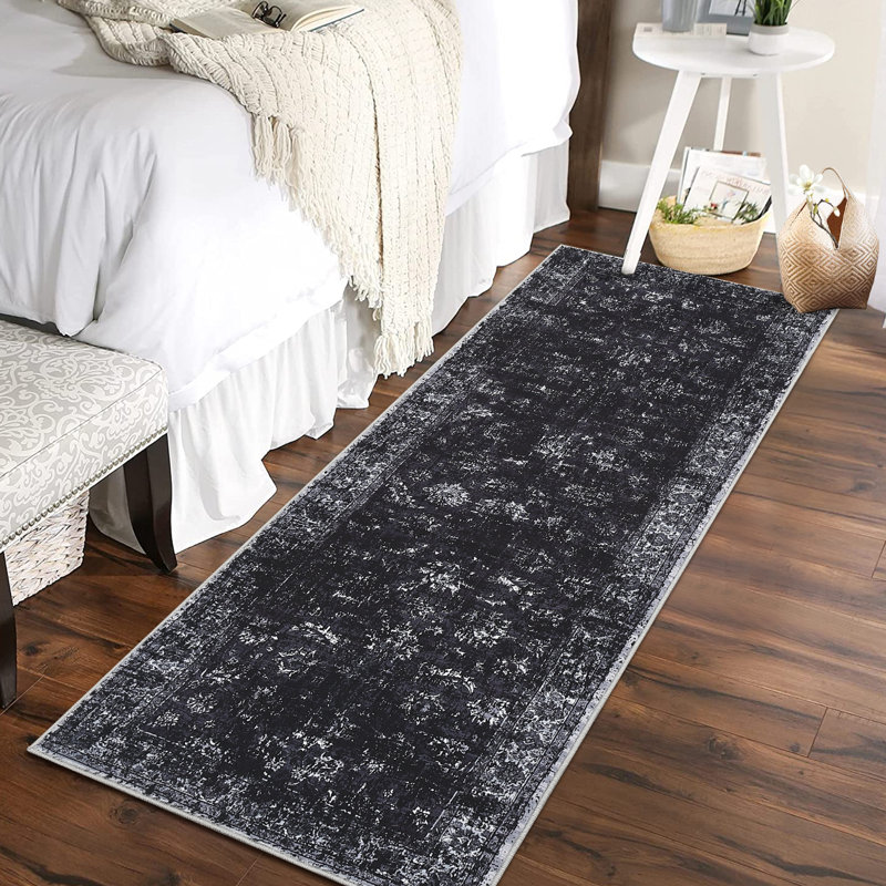 Tapis oriental antidérapant lavable à la machine pour le salon, Tapis de couloir 2 pi x 6 pi