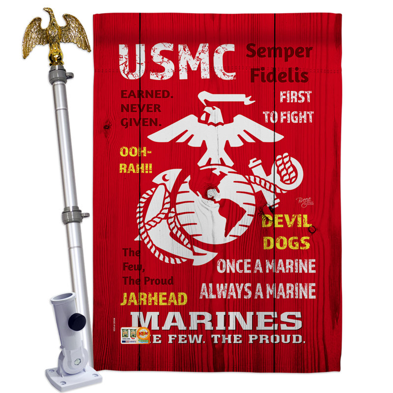 Usmc à impressions décoratives 40 x 28 po de polyester décoratif 2 côtés ensemble de drapeau