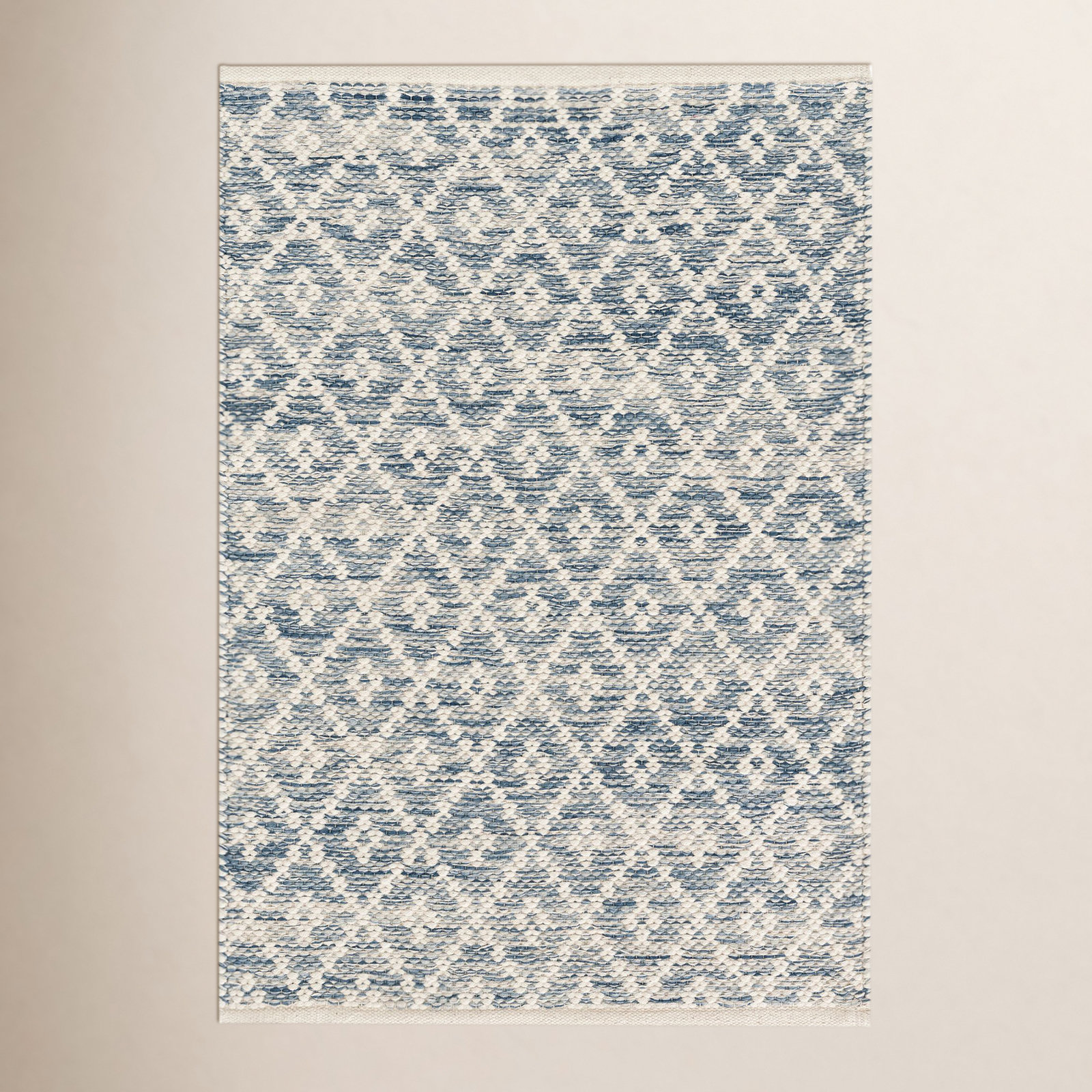 Melange Diamond Blue Hand-Woven Geometric Rug, Rectangle 6' x 9'