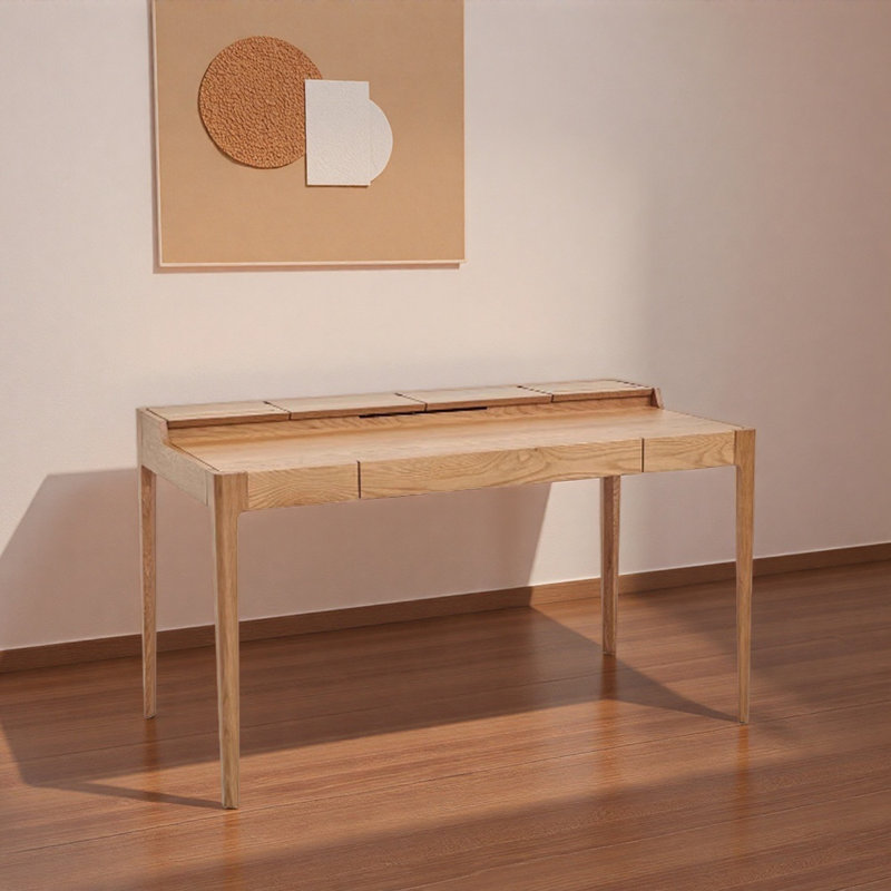 Bureau d'écriture simple en bois de frêne très fonctionnel, Marron clair, H 30,7 po x l 47,24 po x P 27,55 po