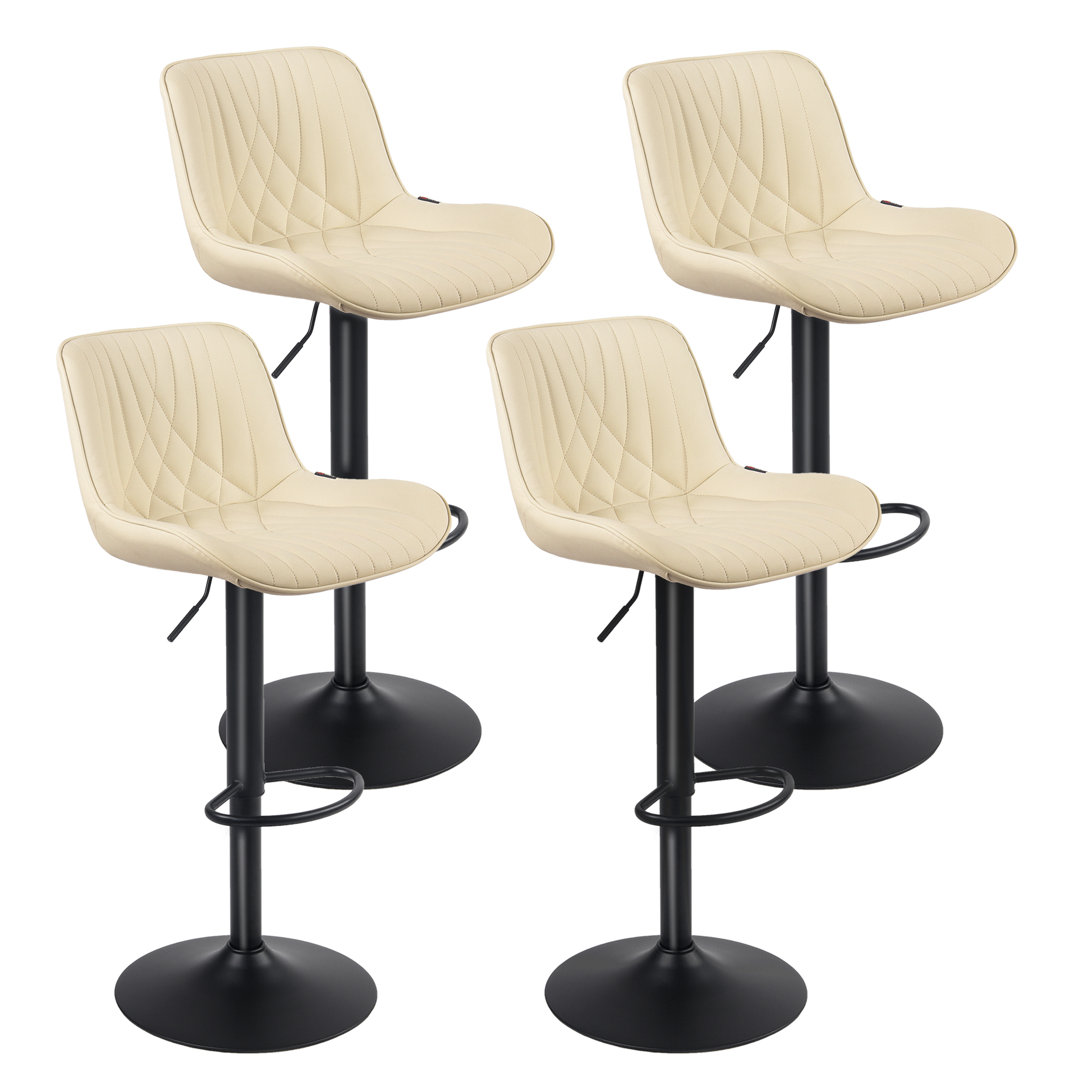 Swivel Adjustable Height Bar Stools Vegan Leather Upholstered Counter Stools Modern Pub Stool (Set of 4) Corrigan Studio® 