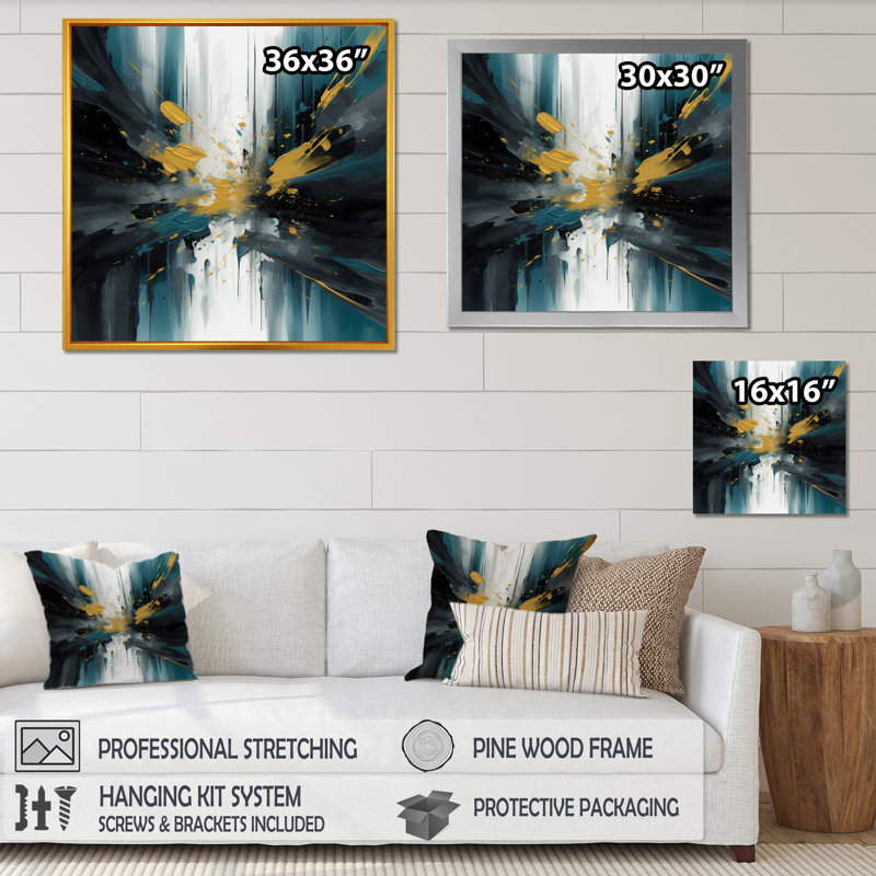 «Nitsa Yellow and Green Reimagined Realities» sur impression sur toile, H 16 po x l 16 po x P 1 po, Encadrement doré