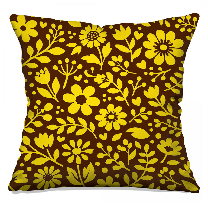 Coussins décoratifs jaunes à motif floral, 20 x 20 inches