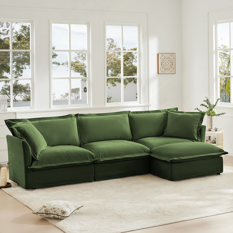 Canapé modulaire convertible polyvalent avec coussins moelleux et repose-pieds pour le salon