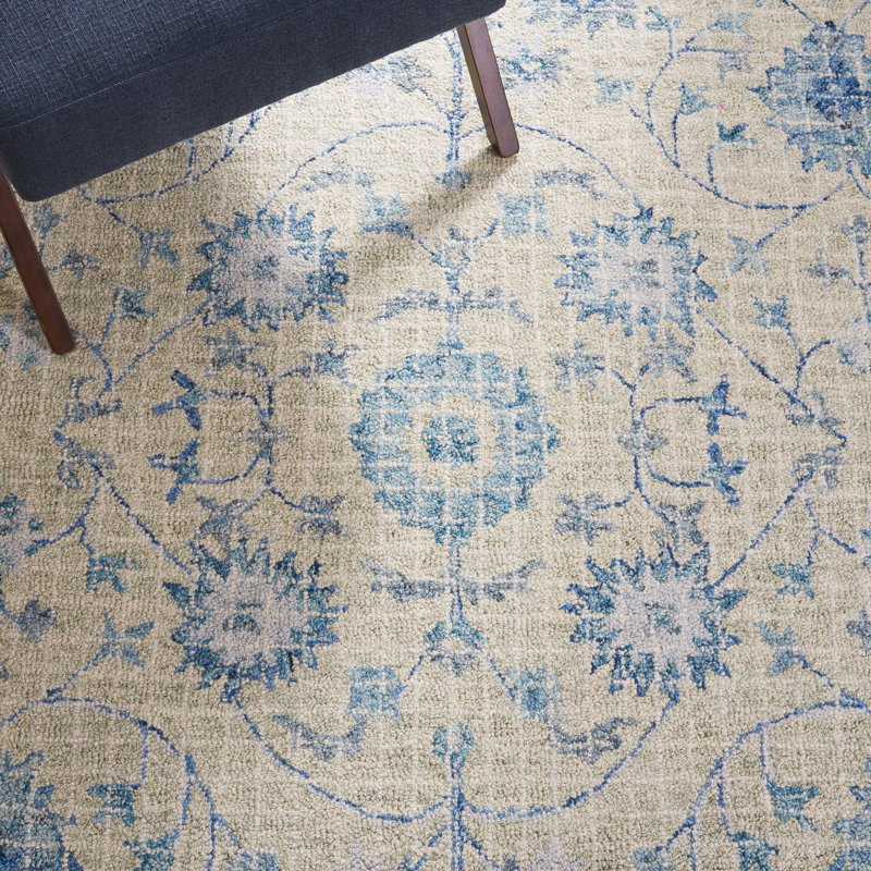 Luitpold Hand Tufted Wool Floral Rug, Round 6'