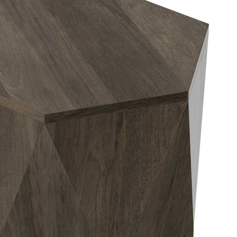 Mckinley 16"W Solid Mango Wood Contemporary Hexagonal Side Table, Ash Grey