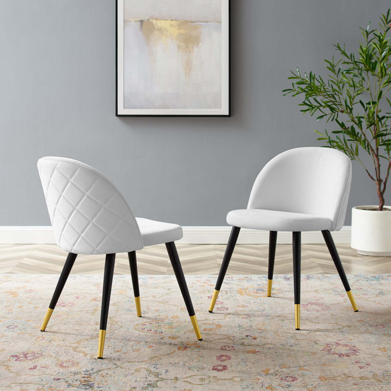 Chaises de salle à manger Cordial Performance - ensemble de 2, Velours blanc