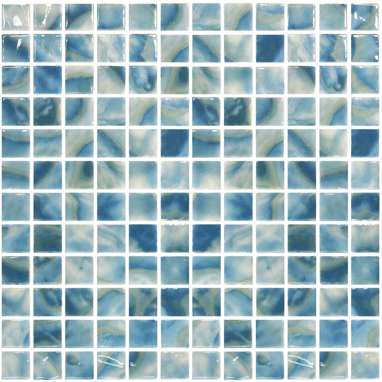Mediterranean 1" Square Smooth Glass Mosaic Wall Tile