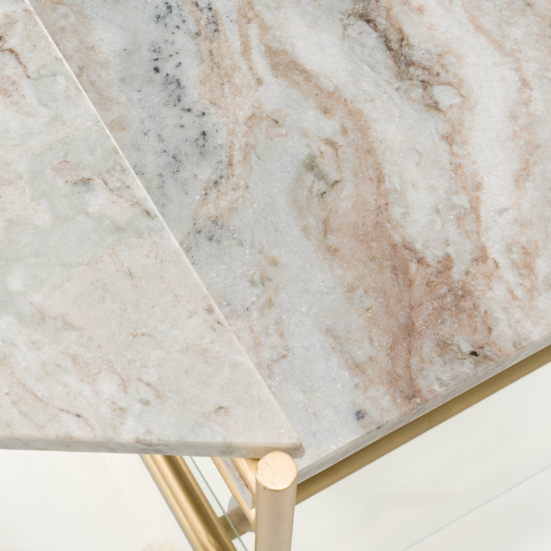 Mosk - Table basse moderne en marbre + verre + laiton