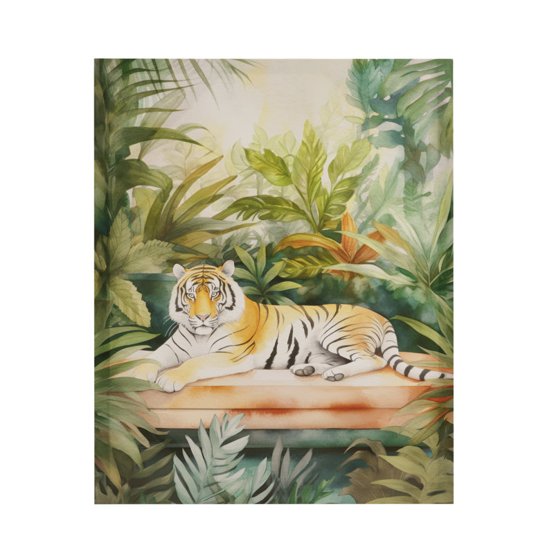 Majestic Tiger Green Jungle Canvas Wall Art, 16" x 20"