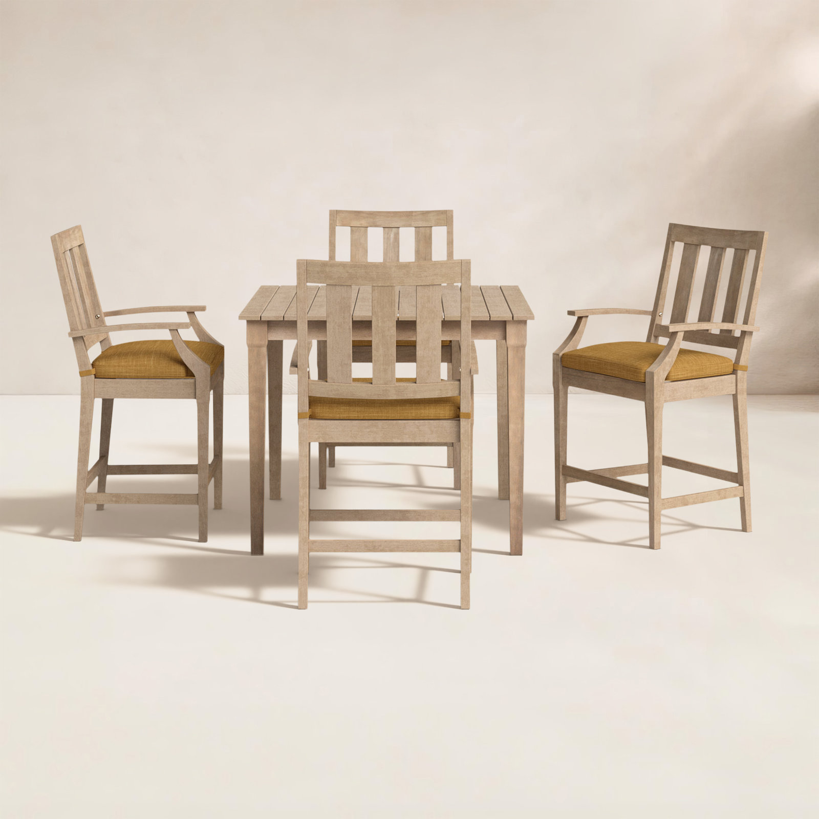 Samya 44" Eucalyptus Patio Dining Set, Light Brown