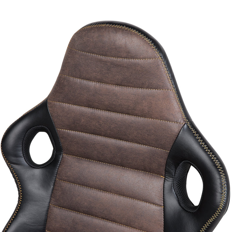 Symple Stuff Adjustable Reclining Ergonomic Faux Leather Swiveling PC & Racing Game Chair in Black/Brown