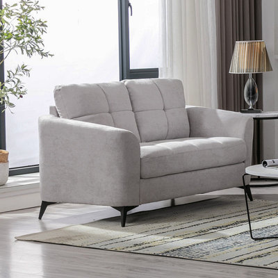 Carlotta 60"W Light Gray Woven Fabric Loveseat