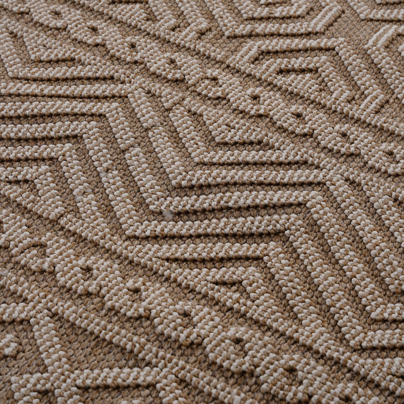 Mocha Geometric Indoor/Outdoor Area Rug, Rectangle 6'7" x 7'9"