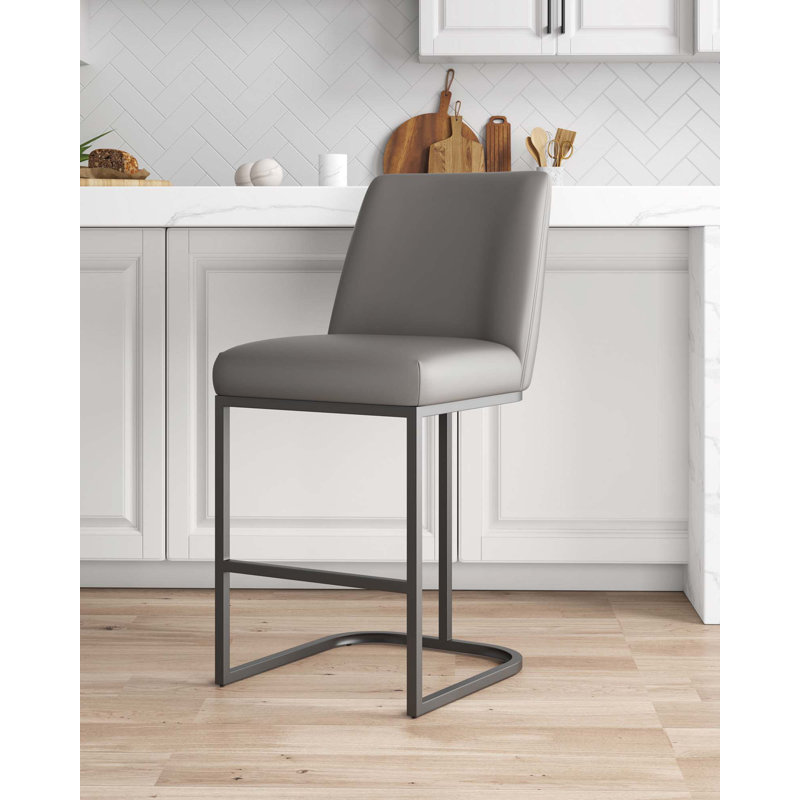 Tabouret de comptoir Serena, Gris, Tabouret de comptoir (siège d'une hauteur de 26,3