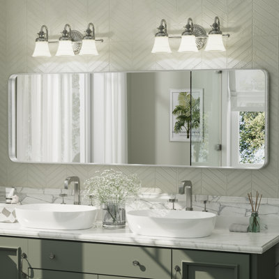 Aevar Tempered Glass and Aluminum Alloy Framed French Cleat Mounted Wall Mirror