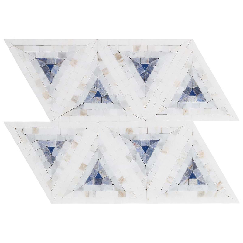 Ako 5" Triangle Marble Micro Mosaic Tile, Azul Blue