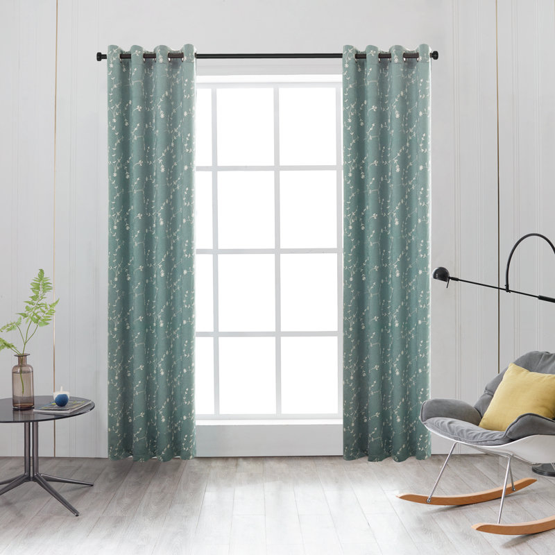Lyndale Blue 95" Room Darkening Grommet Curtain Panel