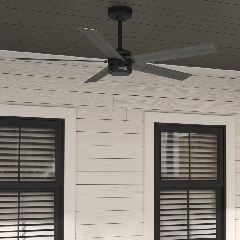 Ventilateur de plafond 52 po à 5 pales et commande murale Burton, Noir mat