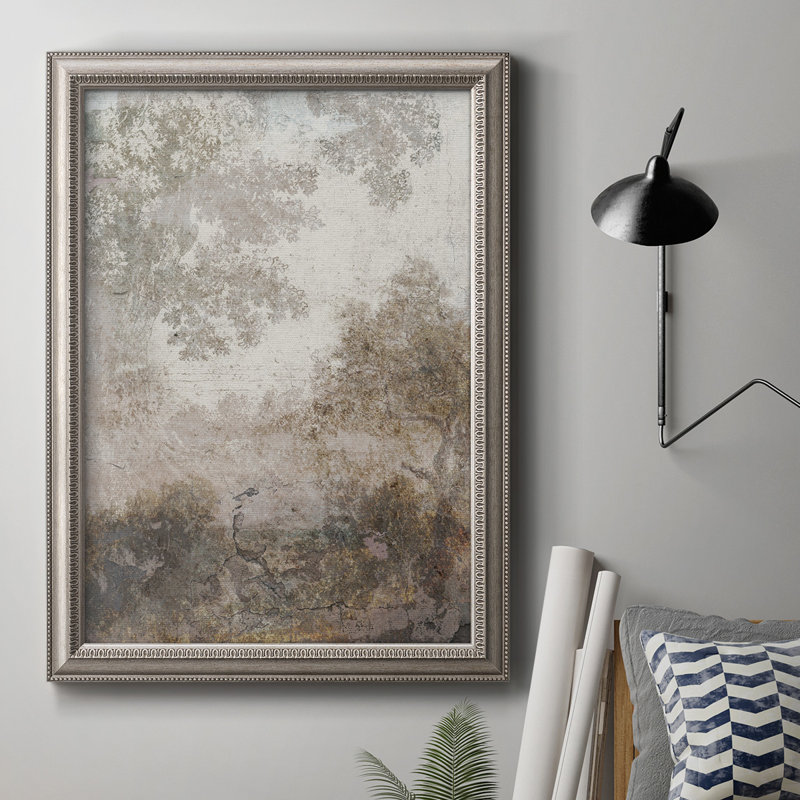 Toile encadrée de qualité supérieure Fresco Collage II - prête à être accrochée, H 27 po x l 18 po, Cadre argenté antique