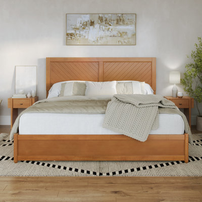 Lamarkus Solid Wood Storage Platform Bed with Footboard & Under Bed Drawers