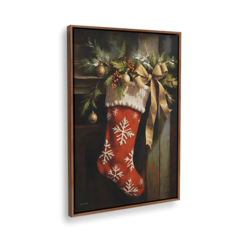 «Awaiting Santa» par Jo Moulton, reproduction d'art, H 17,5 po x l 13,5 po, Floater Framed Print Canvas without Mat, Brun
