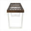 Banc de salle à manger moderne et moderne, bois d'acacia brun foncé avec pieds en fer blanc doux, banc à 3 places