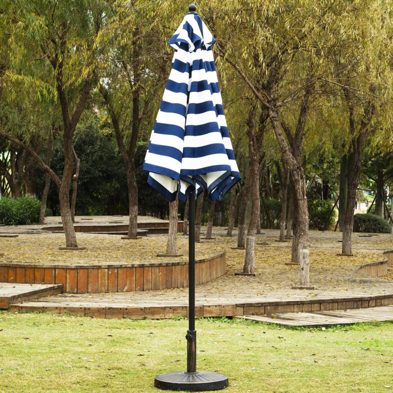 Parasol de table pour l'extérieur 9 'avec 8 baleines robustes, Bleu