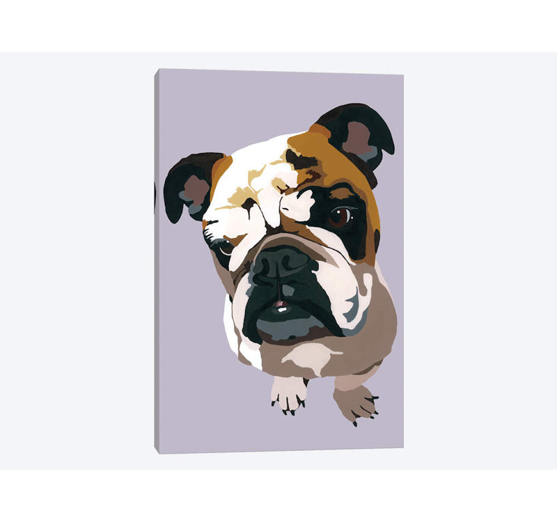 « bouledogue on gray » par julie ahmad, reproduction d’impression sur toile tendue, H 12 po x l 8 po x P 0,75 po