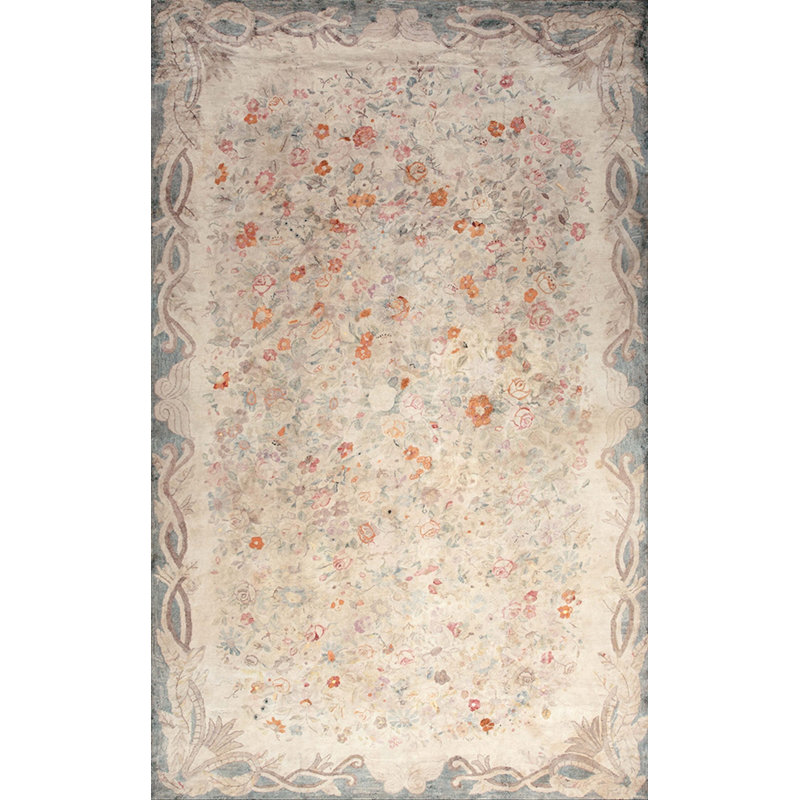 Tapis ivoire crocheté en laine American Antique
