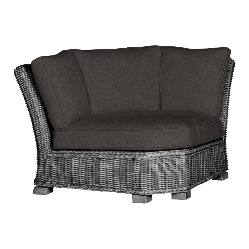 Rustic Woven Sectional Corner, Slate Gray, Rollo Chambray InsideOut® Linen, Welt