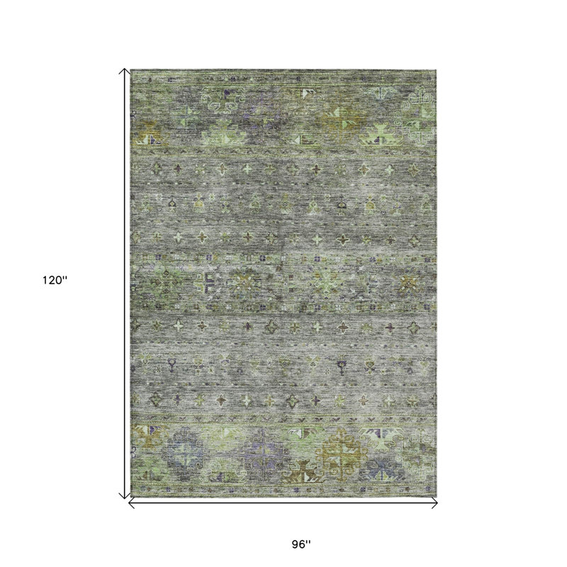 Tapis intérieur lavable floral 8 pi x 10 pi sauge et gris