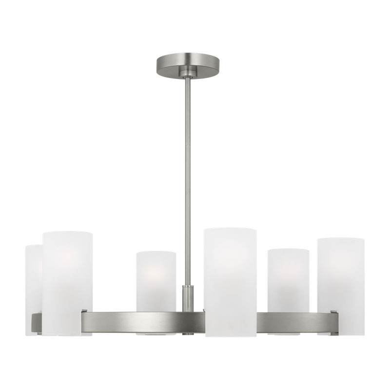 Grand lustre Rhode, H 8,5 po x l 30 po x P 30 po, Acier brossé