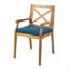 Ensemble de salle à manger d'extérieur en bois d'acacia 7 pièces avec coussins bleus, 6 chaises modernes et 1 grande table