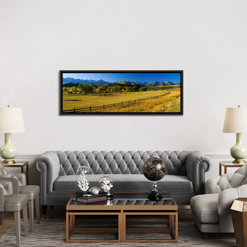 «Panoramic Trees in a Field, Colorado», reproduction de photo sur toile tendue, H 12 po x l 36 po x P 1,5 po, Cadre noir
